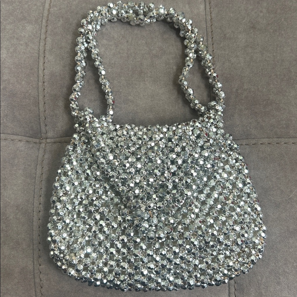 Magid Sparkling Silver Beaded Handbag